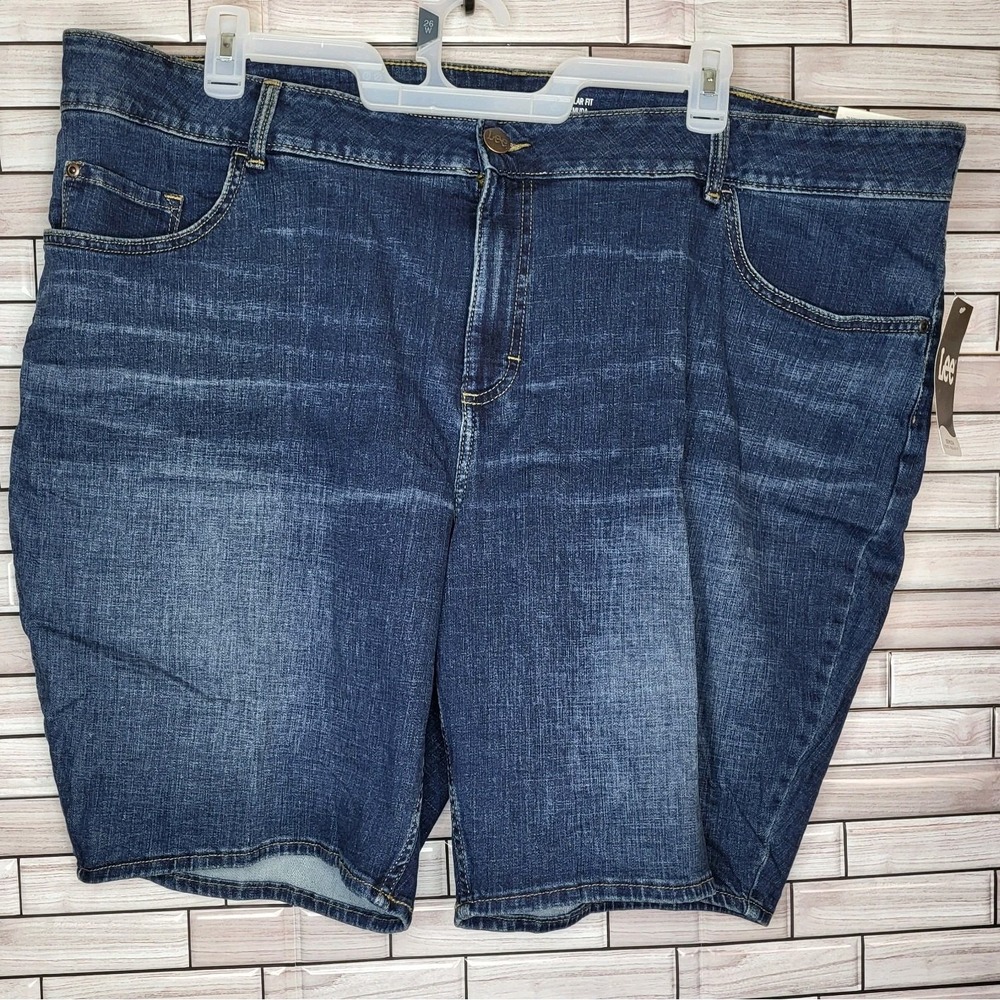 LEE Women's Denim Regular Fit Mid Rise Bermuda Nightly Set Shorts 26W M New‎